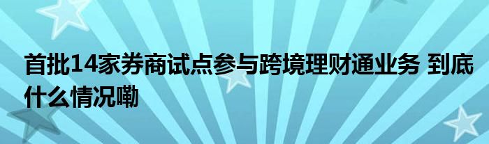跨境理财通2.0扩容，14家试点券商与香港子公司准备就绪，“就等一声令下”